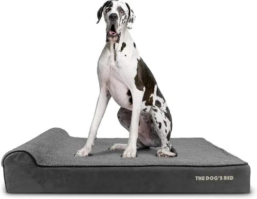 Miniatura 18 de The Dog's Bed - Cama Ortopédica para Perros con Reposacabezas XL Negra de Felpa, Espuma Viscoelástica, Alivio del Dolor para Artritis, Displasia