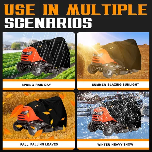 Miniatura 7 de Funda para cortacéspedes de montar impermeable para exteriores, fundas resistentes para tractor 600D anti-UV, ajuste universal para plataformas