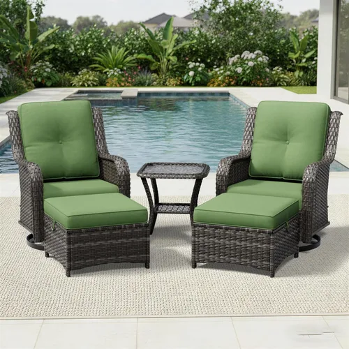 Miniatura 178 de Joyside Juego de sillas de mimbre para patio, juego de 3 piezas de mimbre para exteriores con 2 sillas reposabrazos y 1 mesa auxiliar para terraza