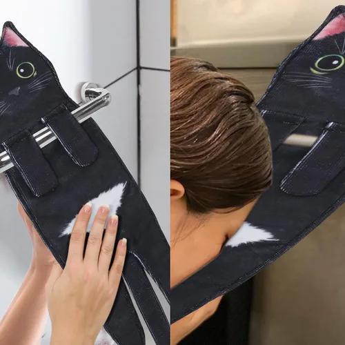 Miniatura 7 de Divertidas toallas de mano para decoración de baño y cocina, bonita toalla de mano colgante de gato, accesorios de cocina, ideas únicas de regalo