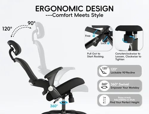 Miniatura 7 de TRALT Silla de oficina – Silla de oficina ergonómica con soporte para el respaldo, silla de computadora – Silla de escritorio de oficina en casa