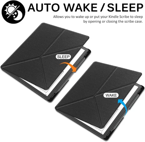 Miniatura 4 de Miimall Funda compatible con Kindle Scribe 2022, piel sintética de alta calidad, con función de encendido/apagado automático y múltiples ángulos