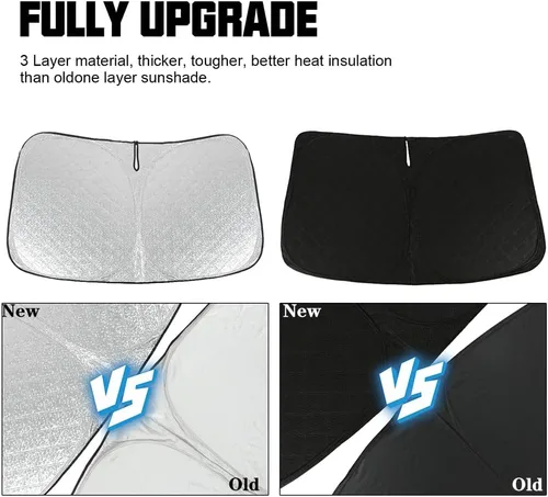 Miniatura 3 de D-Lumina Parasol para parabrisas – Compatible con Dodge Ram 1500 2019 2020 2021 2022 2023 2024 2025 – Material mejorado de 3 capas 240T, protector