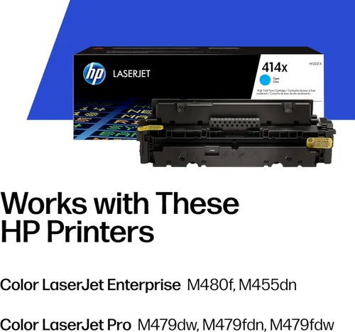 Miniatura 2 de HP Cartucho de tóner cian de alto rendimiento 414X Funciona con Color LaserJet Enterprise M455dn, MFP M480f, Pro M454, MFP M479 Series W2021X