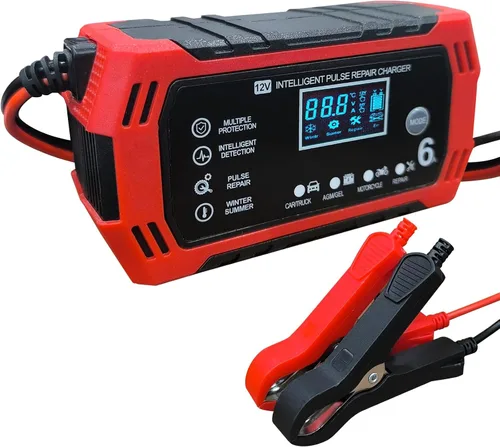 Cargador de batería de automóvil, cargador y mantenedor de goteo de 12 V y 6 amperios, cargador de batería completamente automático inteligente con