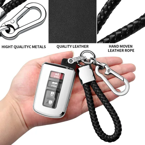Miniatura 6 de Funda con llavero para llave de automóvil de suave poliuretano termoplástico y protección de 360 grados, compatible con llave inteligente (plateado)