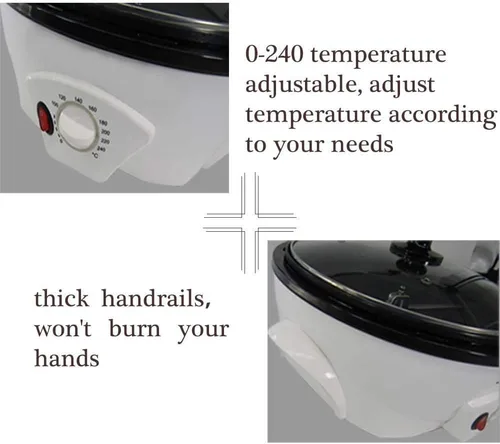 Miniatura 5 de JIAWANSHUN Tostador de café eléctrico 17.64 oz Tostador de grano de café 32.0-464.0 °F antiadherente para el hogar granos de cacahuete tostador 1200