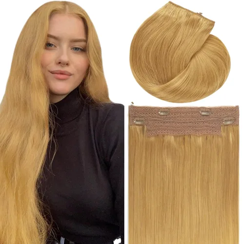 Miniatura 87 de Lacer Hair Glam - Extensiones de cabello humano con clip, sin costuras, color negro hueso, 4.33 oz, 7 unidades, 20 pulgadas, con clip de trama
