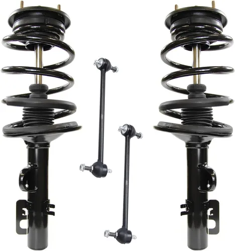 Miniatura 74 de Detroit Axle - Kit de 4 barras estabilizadoras delanteras para Ford F-150 2021 2022 2023 2024, 2 puntales con resorte helicoidal, 2 eslabones