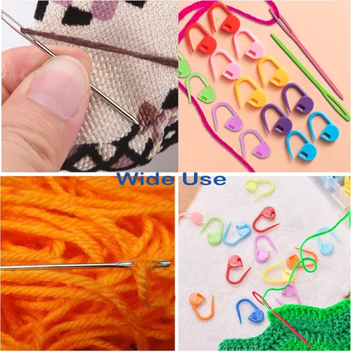 Miniatura 4 de Kits de 26 piezas de tejer de costura, 9 agujas de hilo romo de ojos grandes, 4 agujas de tejido de plástico, 12 agujas de punto coloridas