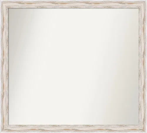 Miniatura 360 de Amanti Art Espejo de baño blanco para sobre el fregadero, 30 x 35 pulgadas, espejo de tocador rectangular estrecho de Eva de oro blanco, marco