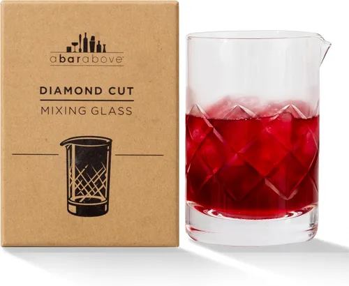 A Bar Above Vaso de mezcla de cóctel de corte diamante, grueso, resistente para mezclar y remover cócteles, vaso mezclador de bebidas para juego de