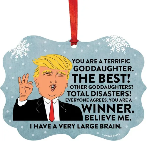 Miniatura 16 de Andaz Press Divertido presidente Donald Trump Fancy Frame Recuerdo Adorno de Navidad Regalo de mordaza, Perra fantástica, 1 paquete, ideas de regalo