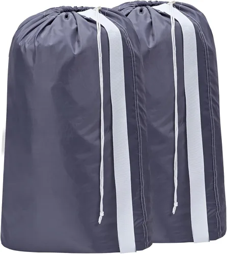 HOMEST Paquete de 2 bolsas de lavandería de nailon XL con correa, organizador grande de ropa sucia, fácil de colocar en una canasta o cesta de ropa,