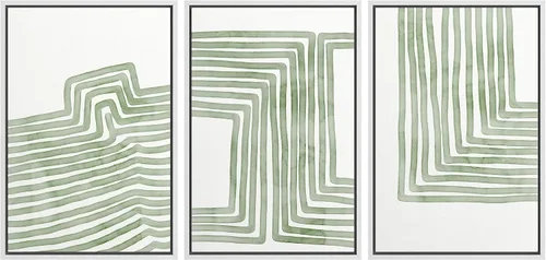 Miniatura 106 de wall26 Lienzo enmarcado para pared, juego de arte impreso con collage de polígonos en espiral negro y tostado, ilustraciones de patrones abstractos