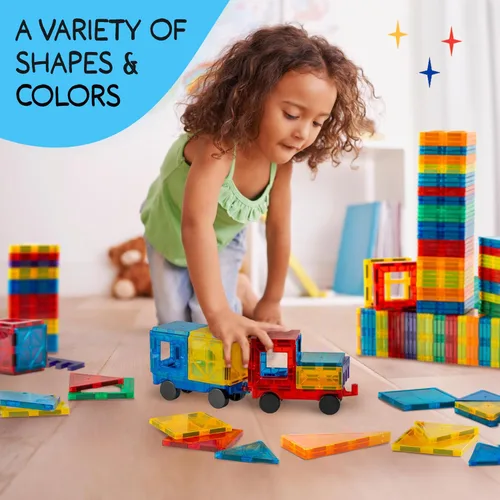 Miniatura 4 de Fichas Magnéticas 138 PIEZAS (CONJUNTO XL), Fichas Magnéticas para Niños, Juguete para Niños y Niñas de 3 4 5 6 7 8 Años, Conjunto de Construcción