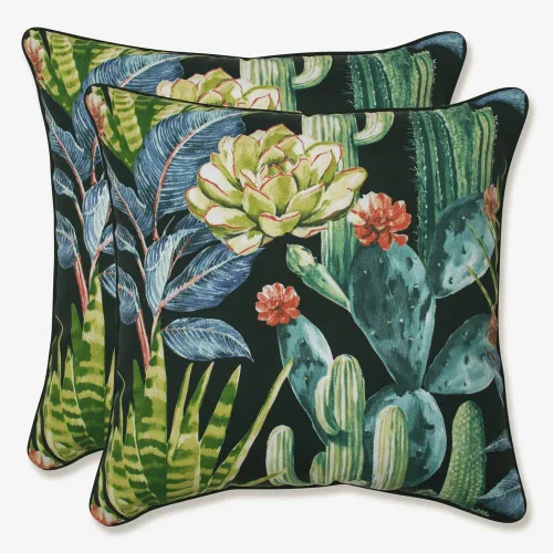 Miniatura 14 de Pillow Perfect Almohadas botánicas para interiores y exteriores, 2 unidades, acento, 16.5 x 16.5 pulgadas, naranja Sunny Daze