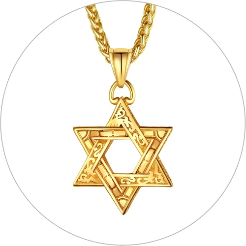 Miniatura 8 de ChainsPro Collar de estrella de David para hombre, oro de 18 quilates, acero inoxidable, negro (caja de regalo)