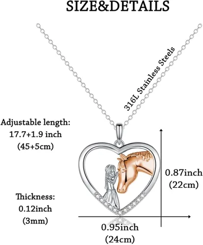 Miniatura 4 de GULICX Regalos de caballos para niñas y mujeres, niñas con collar de caballo, colgante de corazón, regalos de joyería para amantes de los caballos