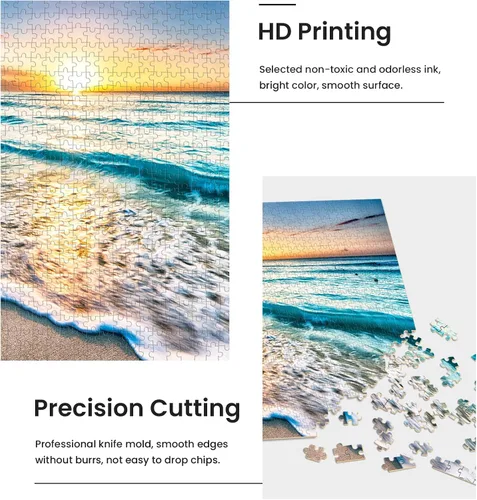 Miniatura 3 de Rompecabezas de madera de 1000 piezas para adultos, familia o ancianos, rompecabezas hawaianos de playa al atardecer, decoración del hogar