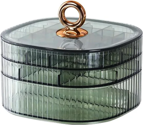 Joyero, organizador de joyas de acrílico de 3 capas con asa, cajas de joyería transparentes para mujeres y niñas, organizador de maquillaje, soporte