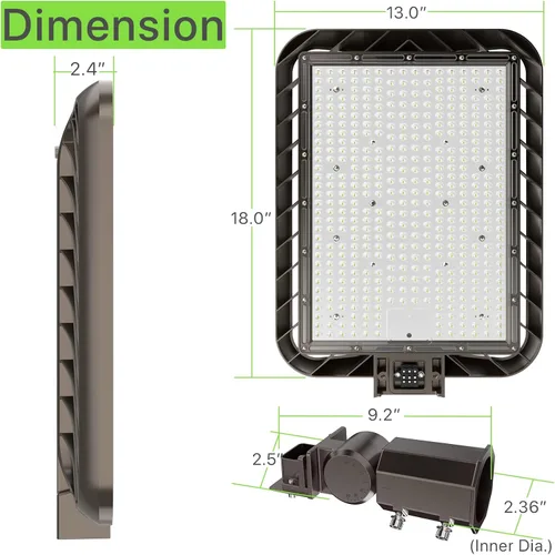 Miniatura 8 de Glitgate Luz LED de estacionamiento de 300 W, 45000 lm, 5000 K, ajustable, deslizante, montaje en luces de calle con fotocélula del atardecer al