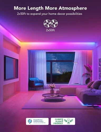 Miniatura 2 de Govee Tira de luces LED RGBIC de 100 pies, luces LED inteligentes que funcionan con Alexa y Google Assistant, luces LED para dormitorio, control
