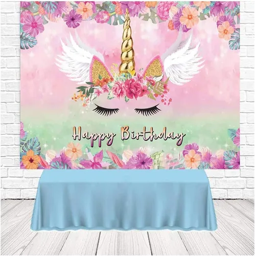 Miniatura 4 de Fondo de unicornio rosa para fotografía de 5 x 3 pies, diseño de unicornio rosa con temática de unicornio, decoración de fiesta de cumpleaños
