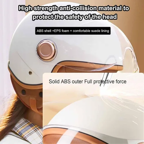 Miniatura 4 de Casco vintage de cara abierta 3/4 para hombres y mujeres, aprobado por el DOT para adultos, casco retro para motocicleta, casco de ciclomotor