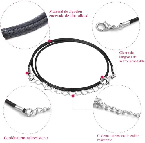 Miniatura 4 de Selizo - 100 unidades de cordón para collar para hacer joyas, cuerda encerada negra para suministros de fabricación de pulseras Negro