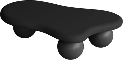 Miniatura 7 de Mesa de centro Cloud de 47.2 pulgadas con 3 patas de bola, moderna mesa central irregular para sala de estar, mesa de té pequeña baja y bonita