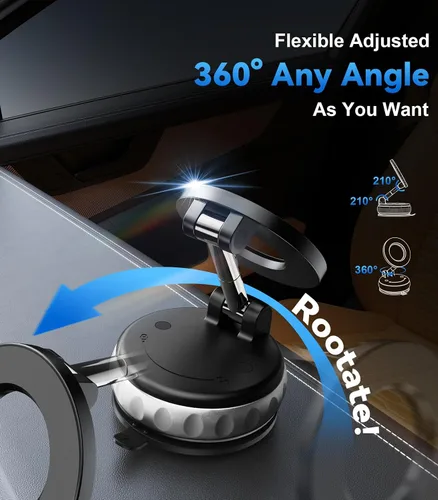 Miniatura 5 de Paquete de 2 Soportes Magnéticos de Teléfono con Succión al Vacío para Tablero del Automóvil, Parabrisas - Soporte de Agarre Fuerte Manos Libres