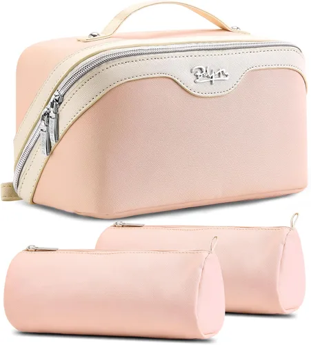 Miniatura 13 de BOYATU Bolsa organizadora de maquillaje de viaje, bolsa de cosméticos: Juego de 3 bolsas de maquillaje para mujeres con asa - Bolsas de aseo
