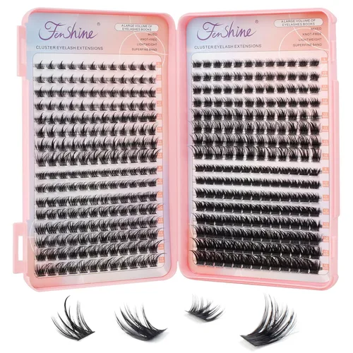 Miniatura 9 de Extensiones de pestañas en racimo, 144 pestañas individuales con tallo ancho, rizo D, longitud de 0.472 in, pestañas postizas individuales suaves