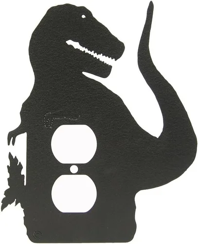 Miniatura 6 de Cubierta de Interruptor de Luz de Acero Americano, Cubierta de Enchufe con Decoración de Dinosaurio, Cuerpo de Tiranosaurio T-Rex, Interruptor