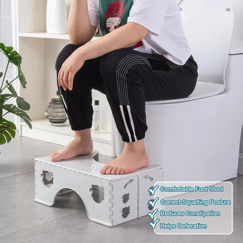 Miniatura 6 de Taburete de inodoro plegable, taburete de 7 pulgadas con postura en cuclillas saludable con pies antideslizantes por CHEAGO, taburete portátil