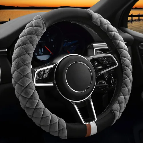 Miniatura 10 de Cxtiy Funda Universal para Volante de Automóvil Mullida de Felpa de Invierno para Volante (A-Negro)