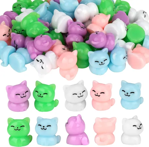 50 piezas de mini gatos de resina, figuras de gato en miniatura, lindas figuras de gatos pequeños, pequeños animales de resina, gatos, manualidades,
