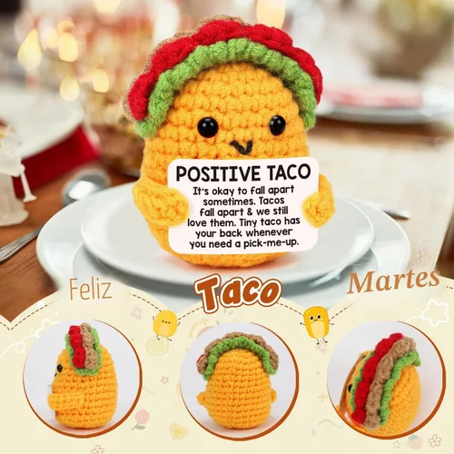 Miniatura 7 de Taco de croché positivo, regalo de cumpleaños para mujeres y hombres, relleno de botas navideñas, decoración festiva para hijo, mamá, papá, hermana
