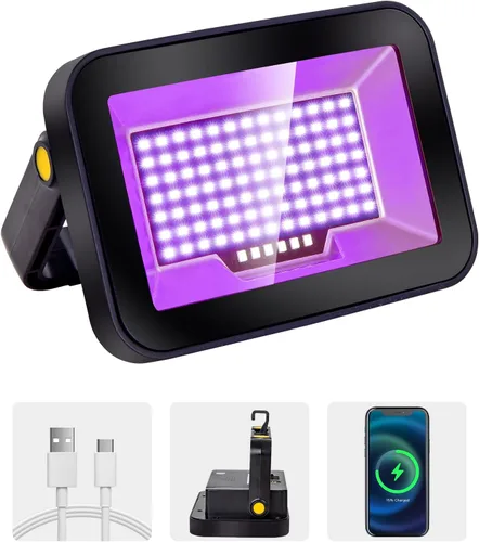 Ontesik Luz negra recargable, reflector ultravioleta inalámbrico de 395 nm, adecuado para pesca de luz negra, campamento, bola de luz nocturna,