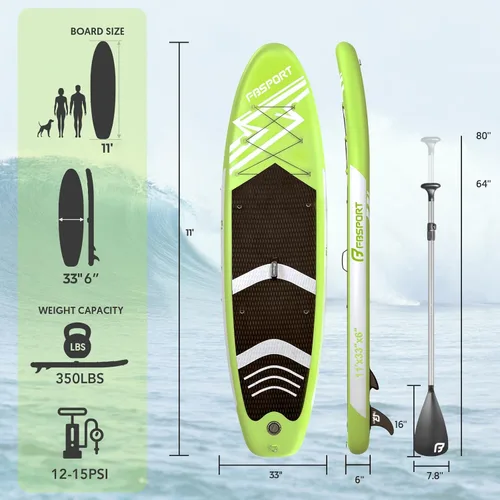 Miniatura 2 de FBSPORT Tabla de remo de pie prémium de 11 pies, tabla de yoga con accesorios de SUP y bolsa de transporte, amplia posición, control de surf
