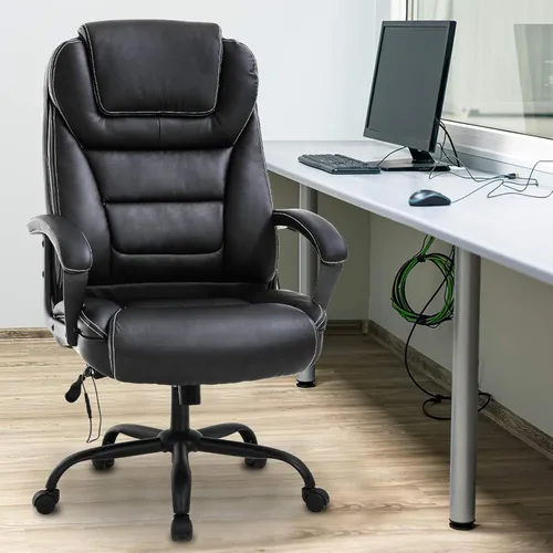 Silla de oficina grande y alta para personas pesadas, 500 libras, silla de computadora de piel sintética, silla de escritorio de masaje, silla