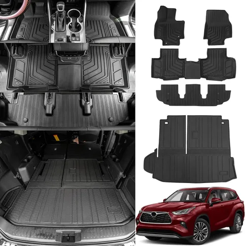 Miniatura 12 de Bomely Alfombrillas compatibles con Toyota Highlander 2014-2019 Cargo Liner TPE Protector de asiento trasero 2018 7 asientos Highlander Accesorios