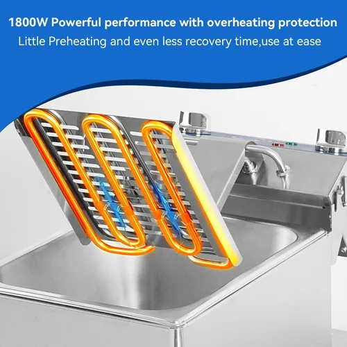 Miniatura 6 de TOPKITCH Freidora Eléctrica de 6.3 Qt con Drenaje de Aceite, Temporizador de 30 Minutos, Tanque de Aceite con Formación por Estiramiento, Tapa