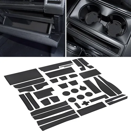 Para Ford F150 Accesorios 2021 2022 2023 2024 2025 Antipolvo Antipolvo Portavasos, Insertar Consola Central, Revestimiento de puerta, Paquete de 40