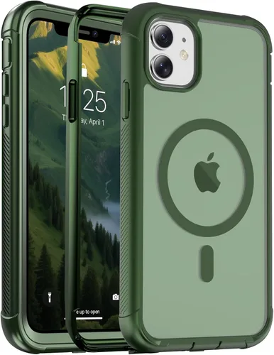 Miniatura 101 de jaroco - Funda magnética compatible con MagSafe para iPhone 11 de 6.1 pulgadas; protección de grado militar contra caídas, de doble capa