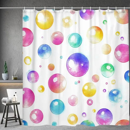 Miniatura 13 de Cortina de ducha náutica para niños, azul bohemio, océano, tiburón, abstracto, dibujos animados, decoración de baño, con cortinas de ducha de tela