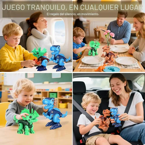 Miniatura 5 de Laradola Juguetes de dinosaurio para niños de 3, 4, 5, 6, 7, 8 años, juguetes de dinosaurio desarmables para niños de 3 a 5 y de 5 a 7 años, Verde