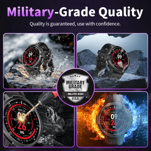 Miniatura 7 de GPS Smart Watches for Men,580mAh/1.46'' Military Smart Watch,3ATM Waterproof Outdoor Men's Sport Watches with 100+ Sports,24/7 Sleep/Heart Rate Gray