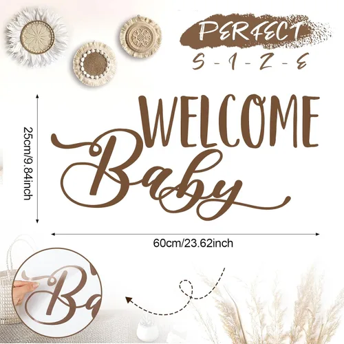 Miniatura 2 de Dunzoom Decoraciones de baby shower, letreros de bienvenida para bebé, calcomanía de bienvenida para niño o niña, suministros de fiesta